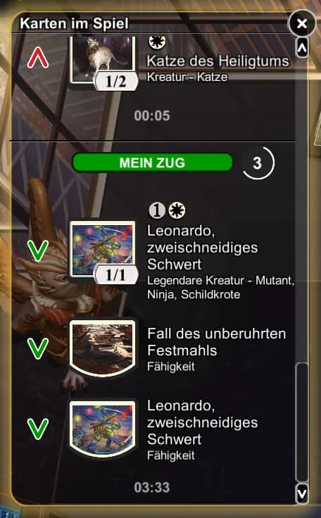 Screenshot des AvSoFt Mod Panels „Karten im Spiel" in Magic: The Gathering Arena