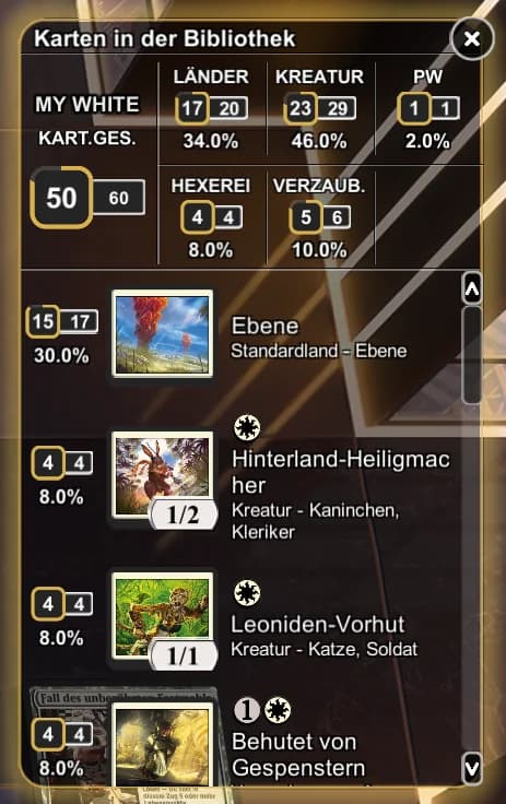 Screenshot des AvSoFt Mod Panels „Karten im Grimoire" in Magic: The Gathering Arena