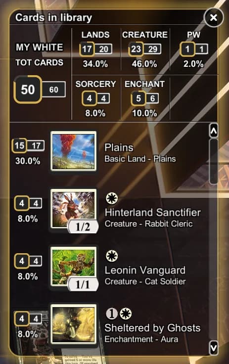 Screenshot of the AvSoFt Mod "Cards in the Grimoire" panel in Magic: The Gathering Arena